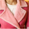 Pink Shearling und Lamm Ledermantel Long Style